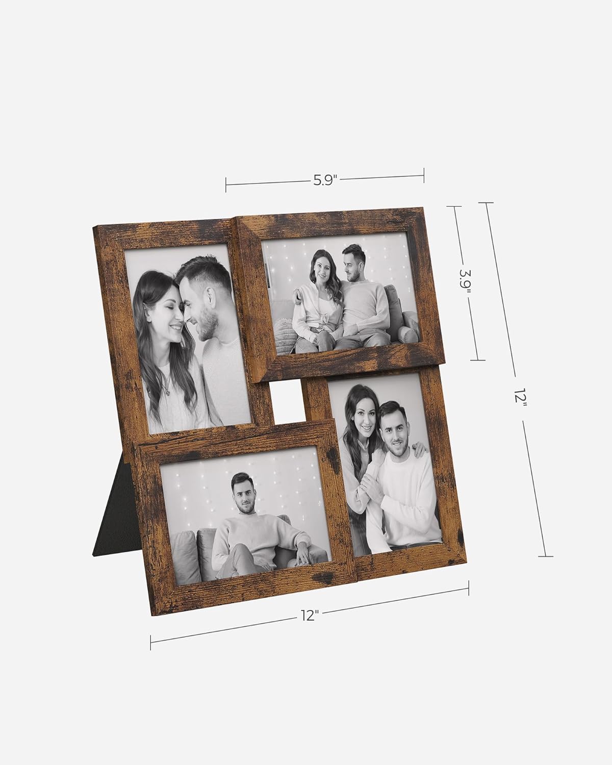 SONGMICS 4-Photo Collage Frame – Rustic Brown (4x6”)