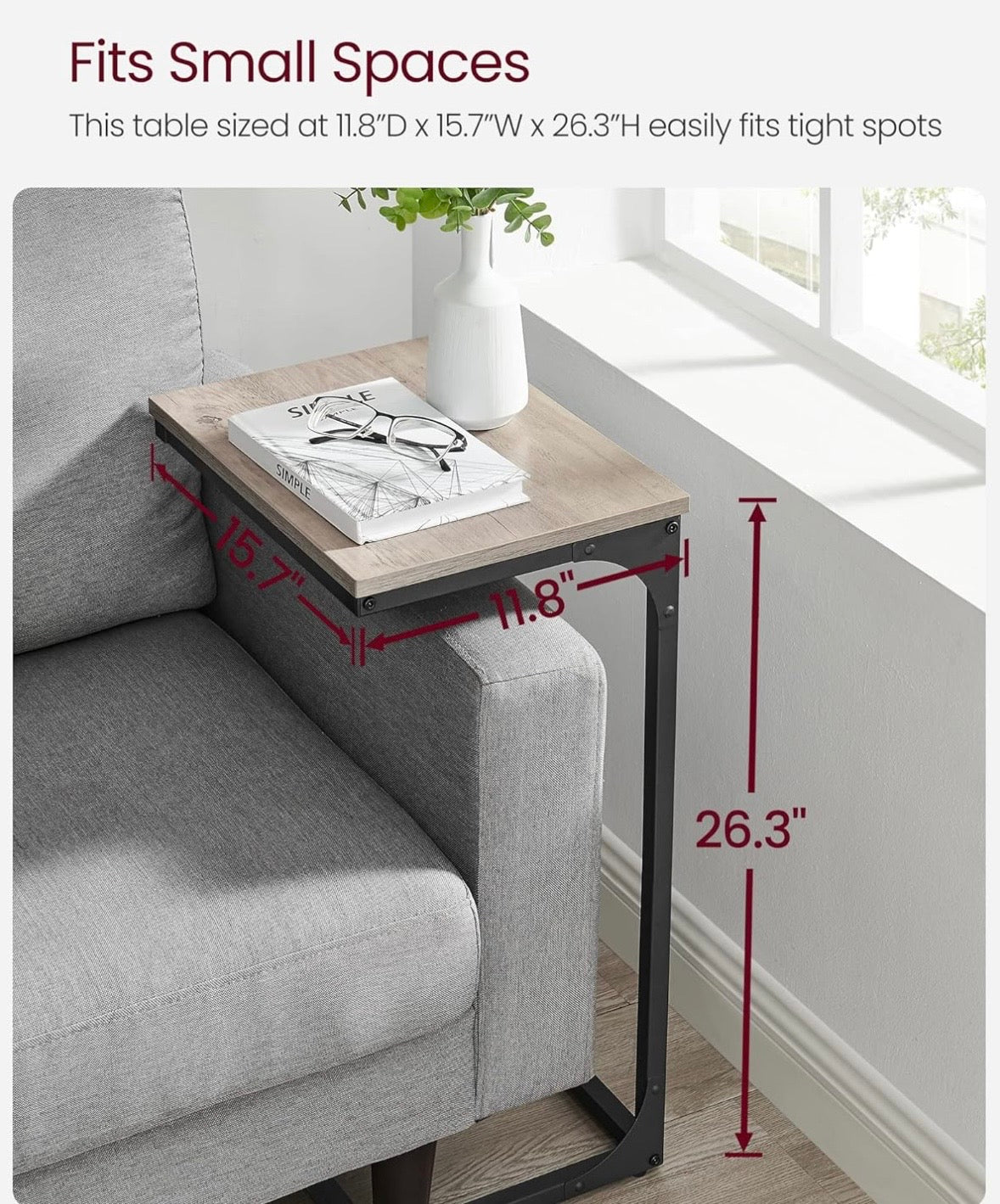 VASAGLE C-Shaped Side Table