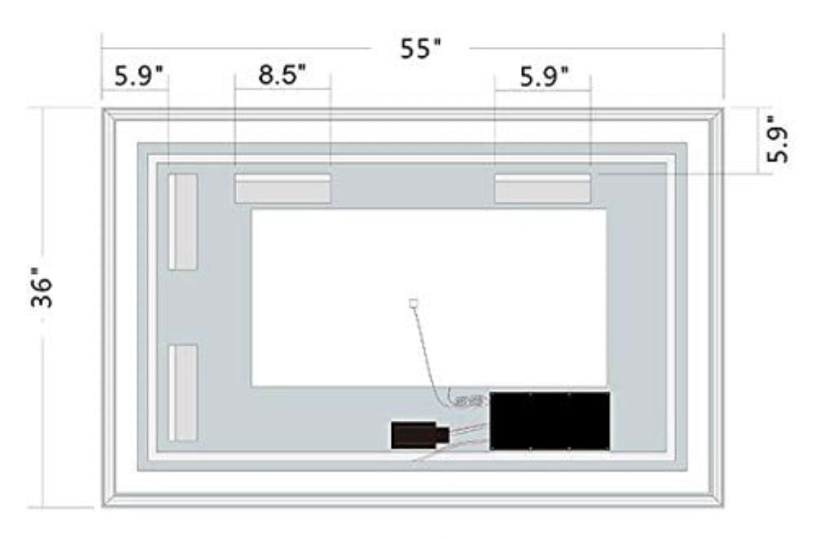 NEW – 55” x 36” LED Bathroom Mirror with Touch Controls, Anti-Fog, and Dimmable Lighting