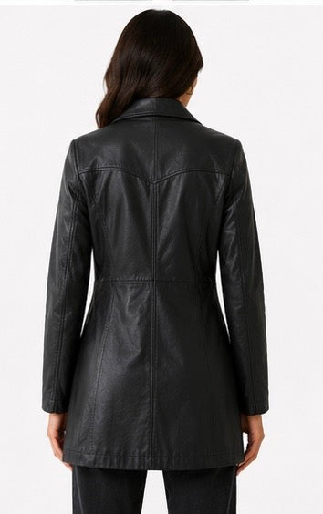 Women’s Leather Jacket with Belt Loops