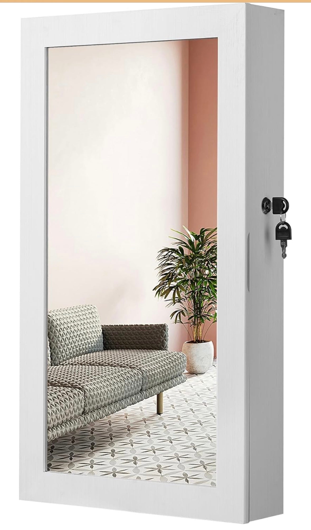 SONGMICS Wall-Mounted Jewelry Cabinet with Mirror – White