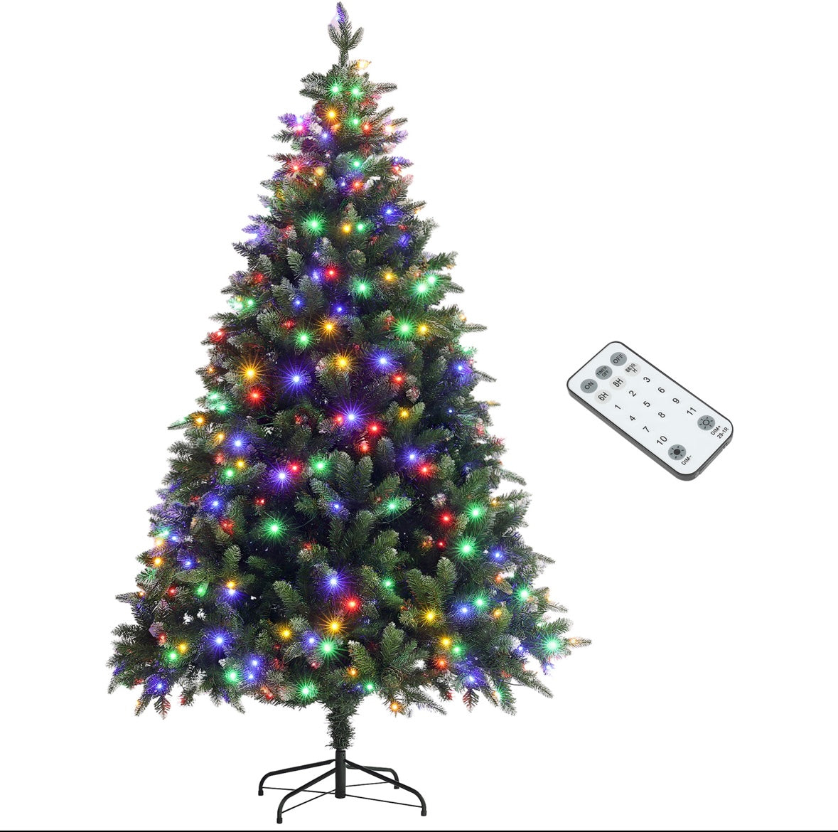 7-ft Pre-Lit LED Artificial Christmas Tree – 11 Lighting Modes | Warm & Color Options | Flame-Retardant Branches | Steel Stand
