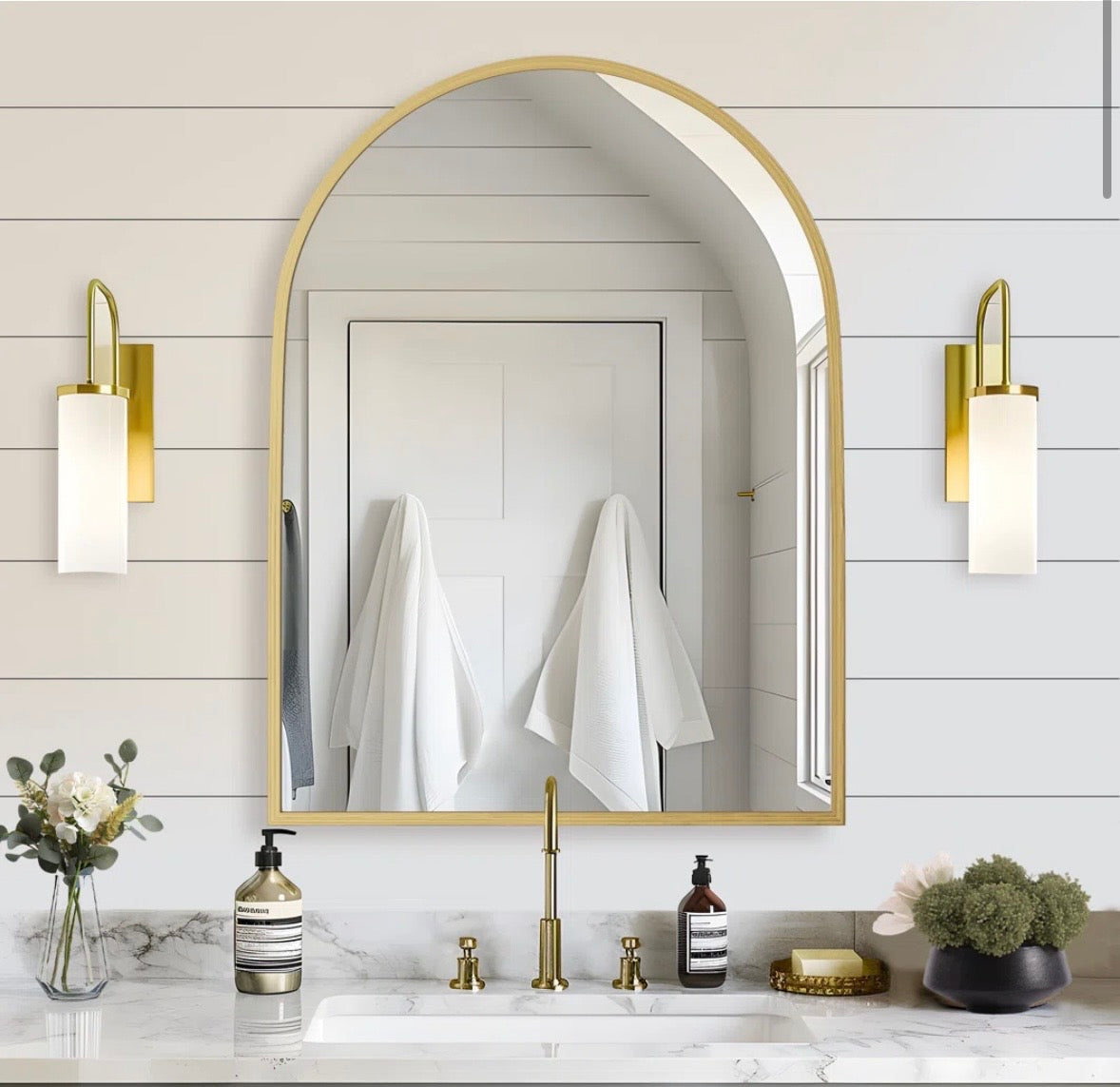 Set of 2 Metal Arch Wall Mirrors