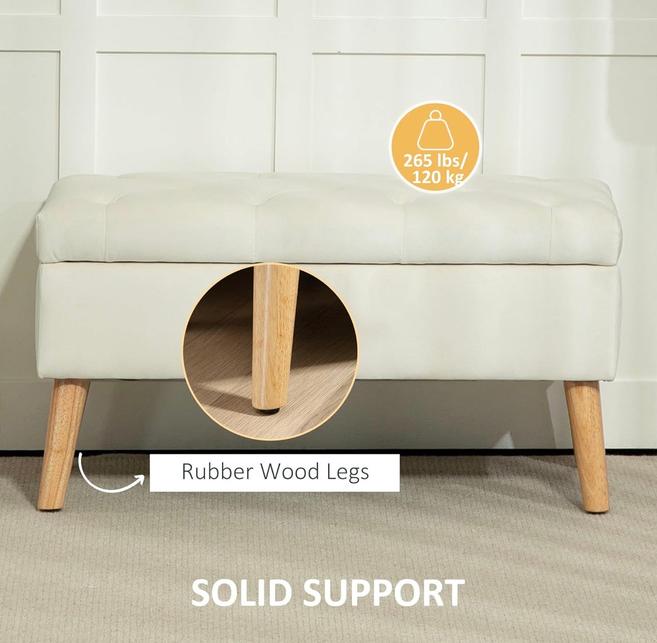 HOMCOM Tufted Storage Ottoman Bench