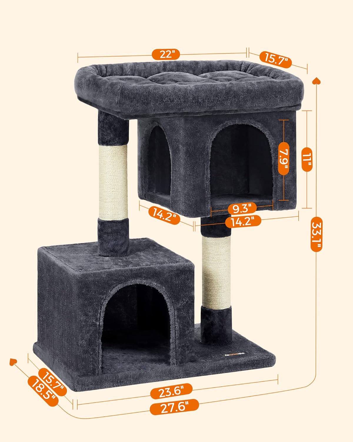 Multi-Level Cat Tree with Large Perch & Dual Cat Caves