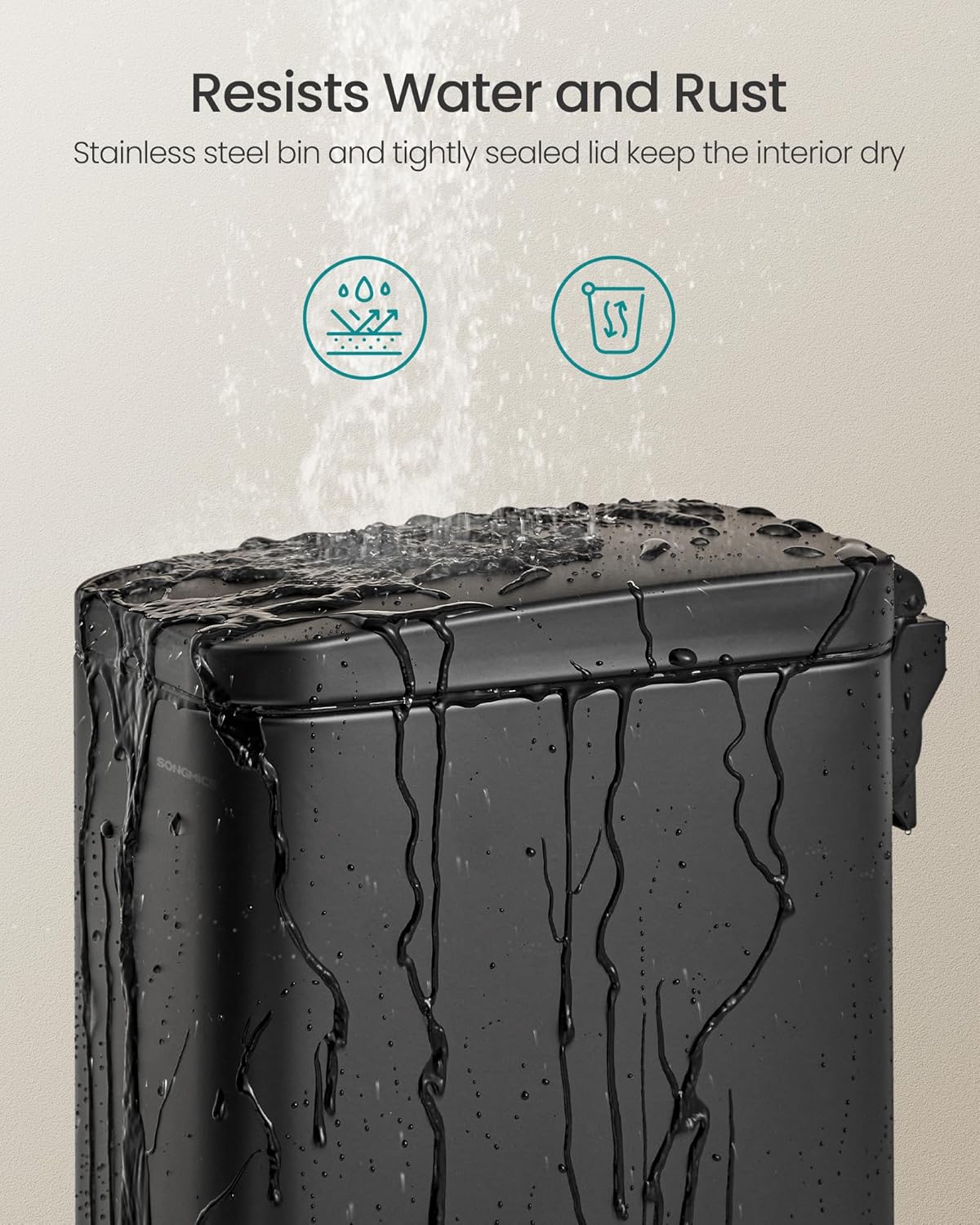 5L Slim Stainless Steel Bathroom Trash Can – Black