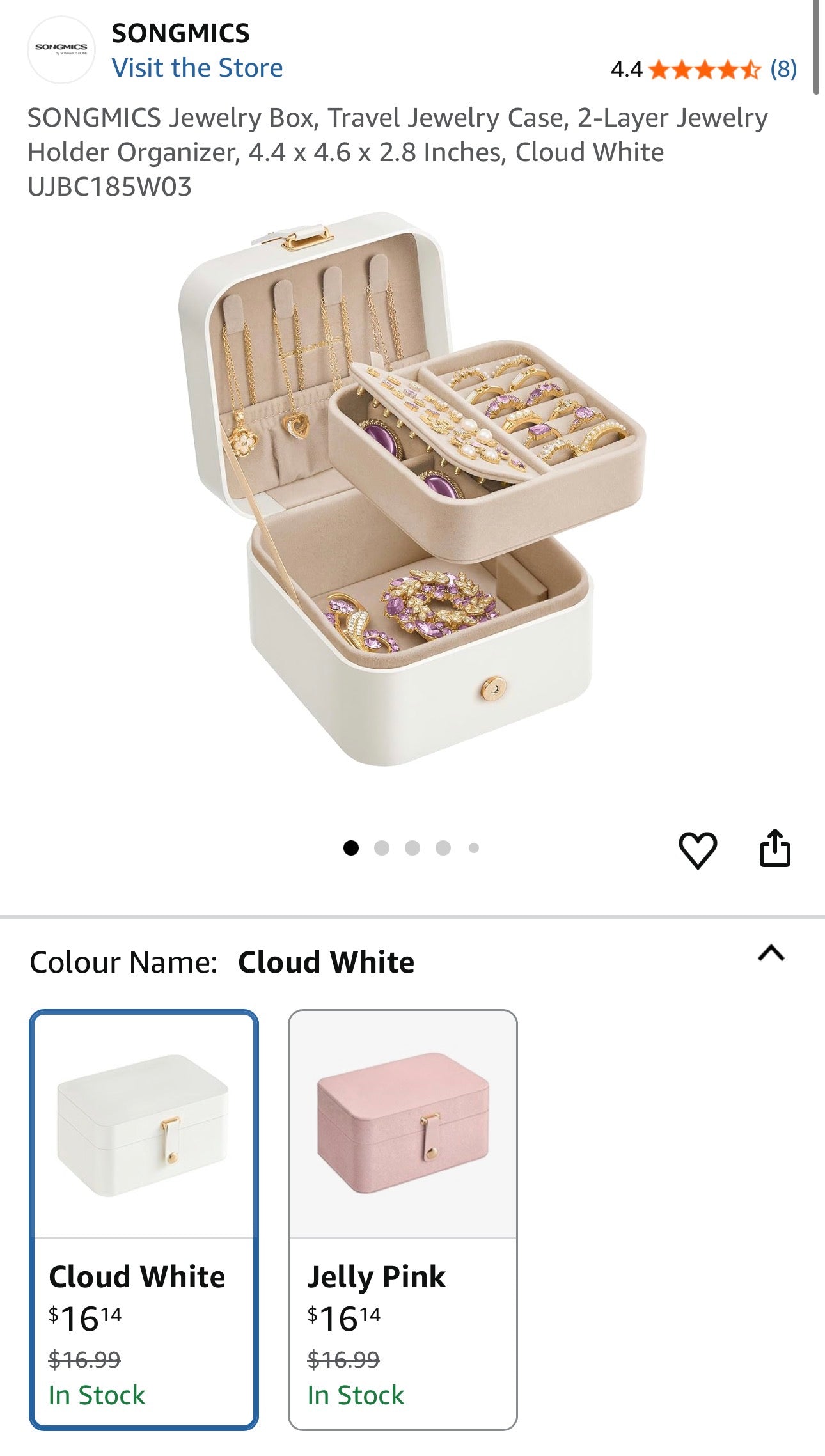 SONGMICS Compact Travel Jewelry Box