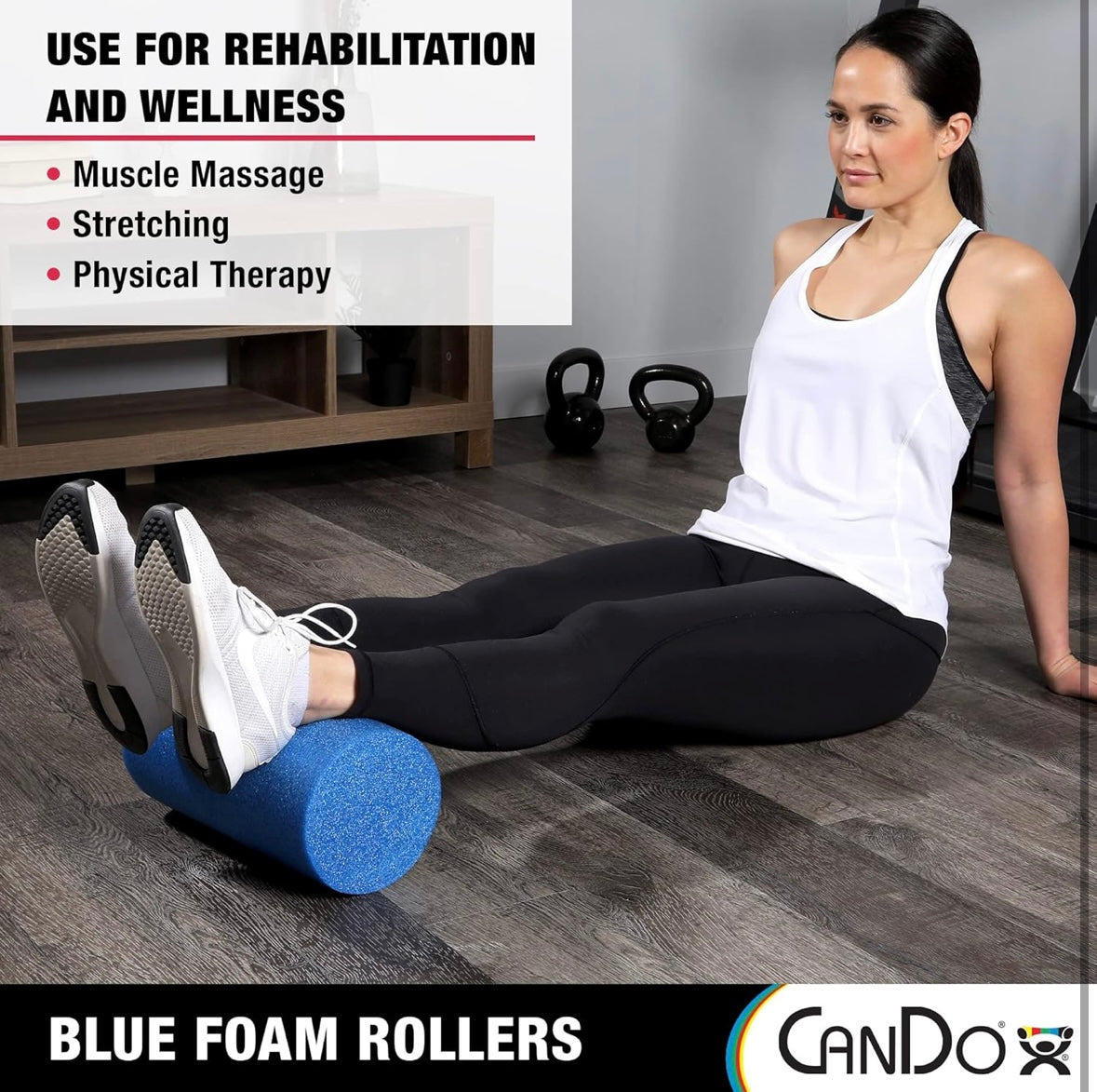 Cando 6” x 36” Foam Roller — Standard Density for Massage, Balance & Core Training
