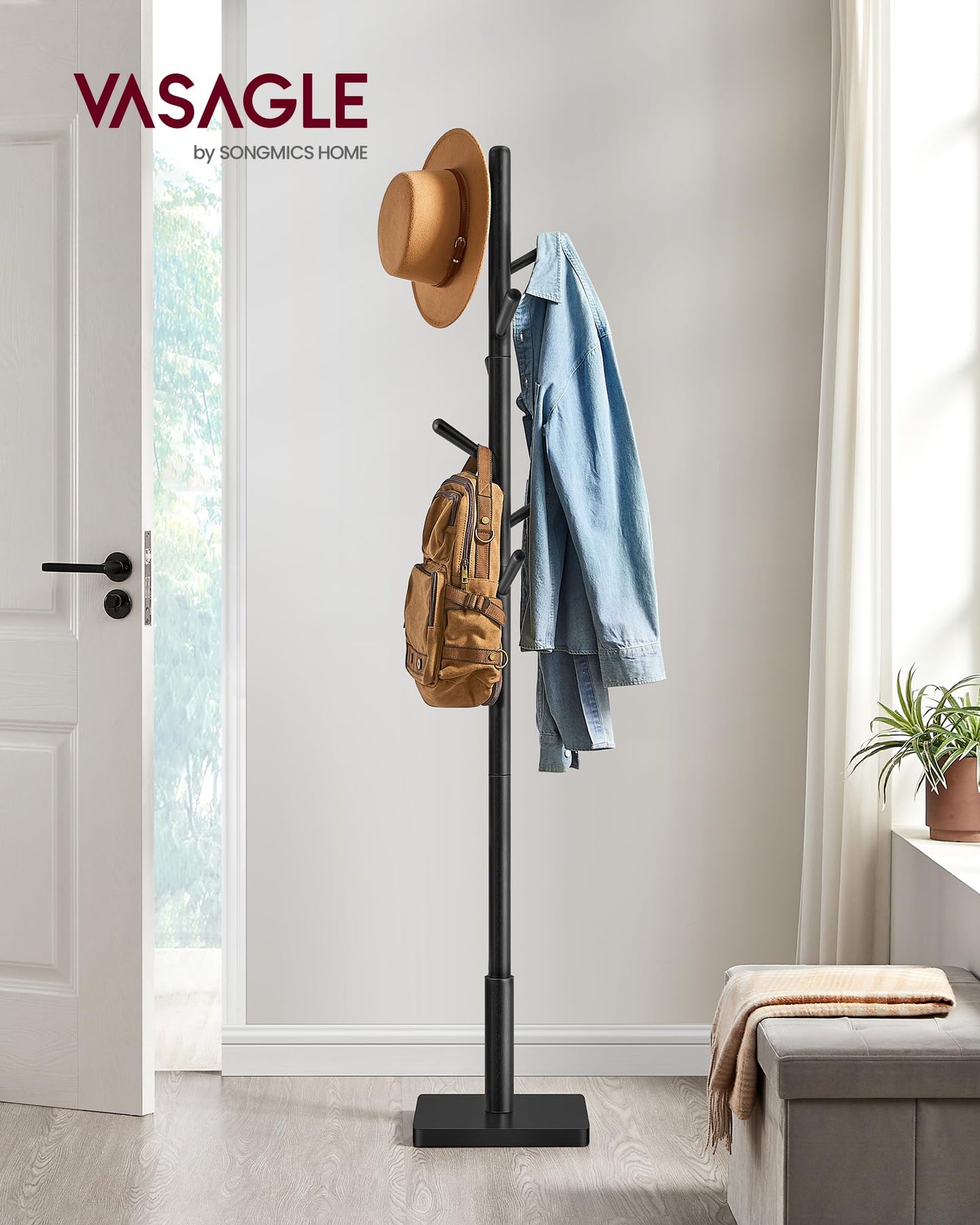 VASAGLE Solid Wood Coat Rack