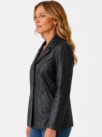 Women’s Classic Black Leather Jacket – Sizes S & XXL