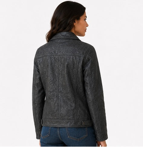 Women’s Embossed Leather Jacket