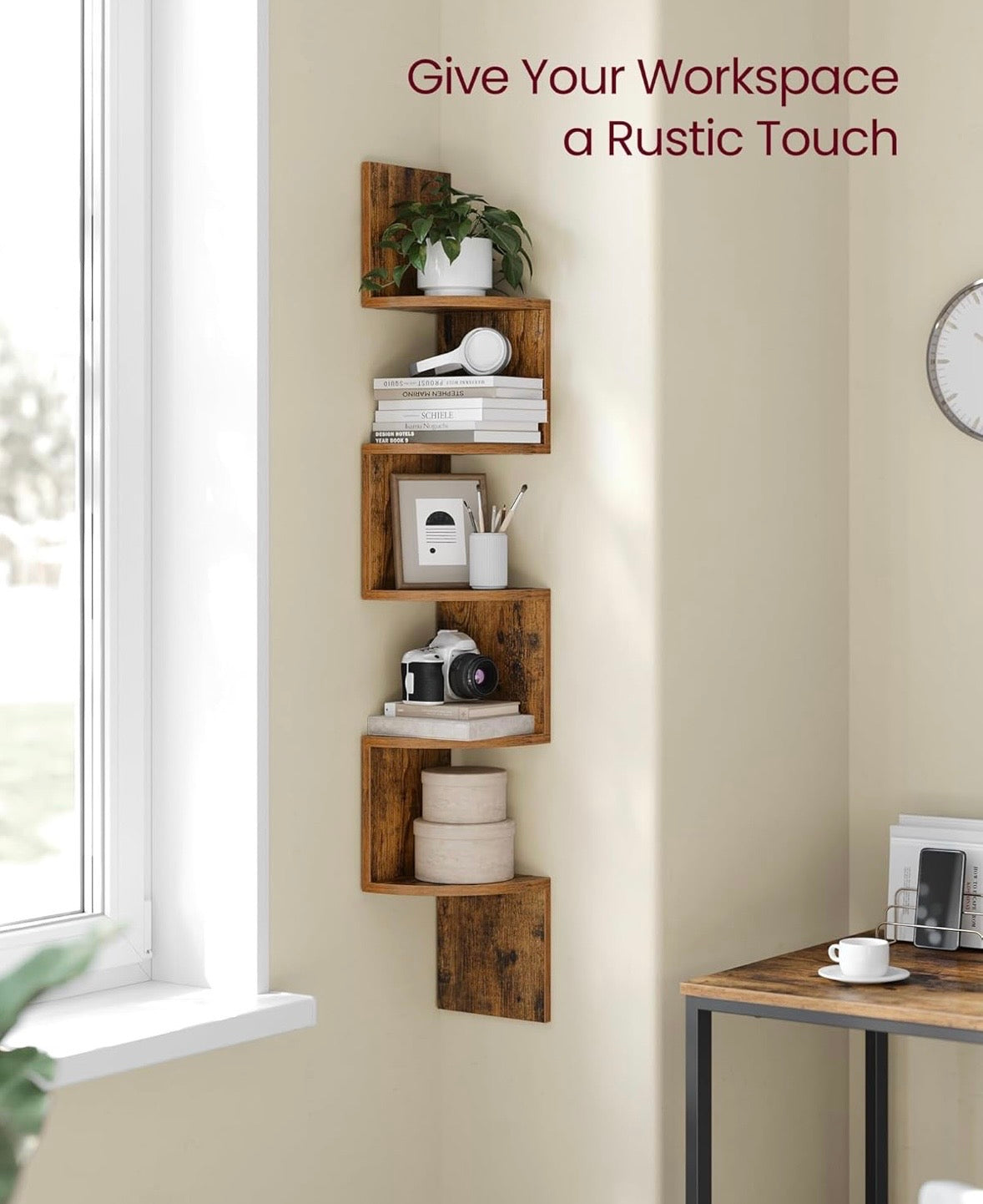 Modern Zigzag Wall-Mounted Corner Shelf
