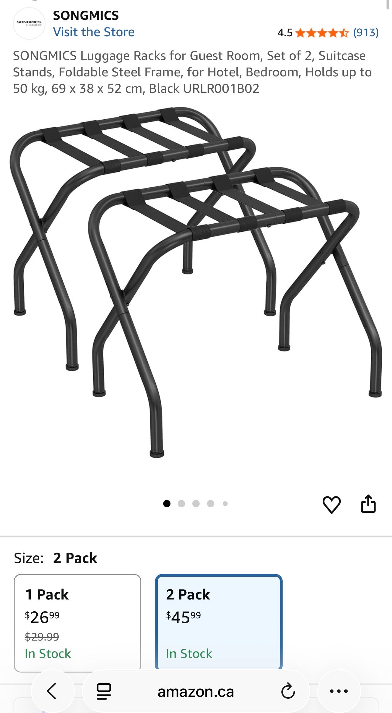 SONGMICS Foldable Luggage Racks – Set of 2
