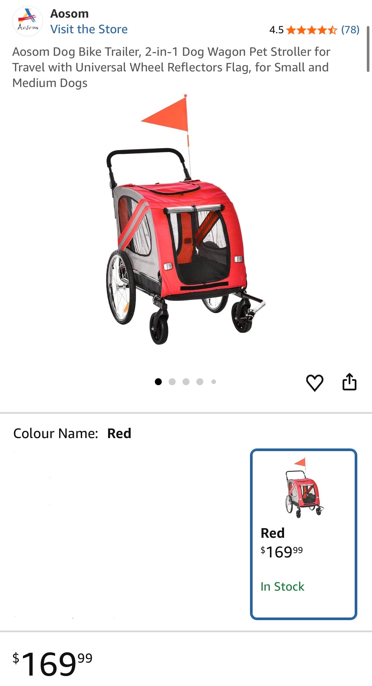 Aosom 2-in-1 Pet Bike Trailer & Stroller