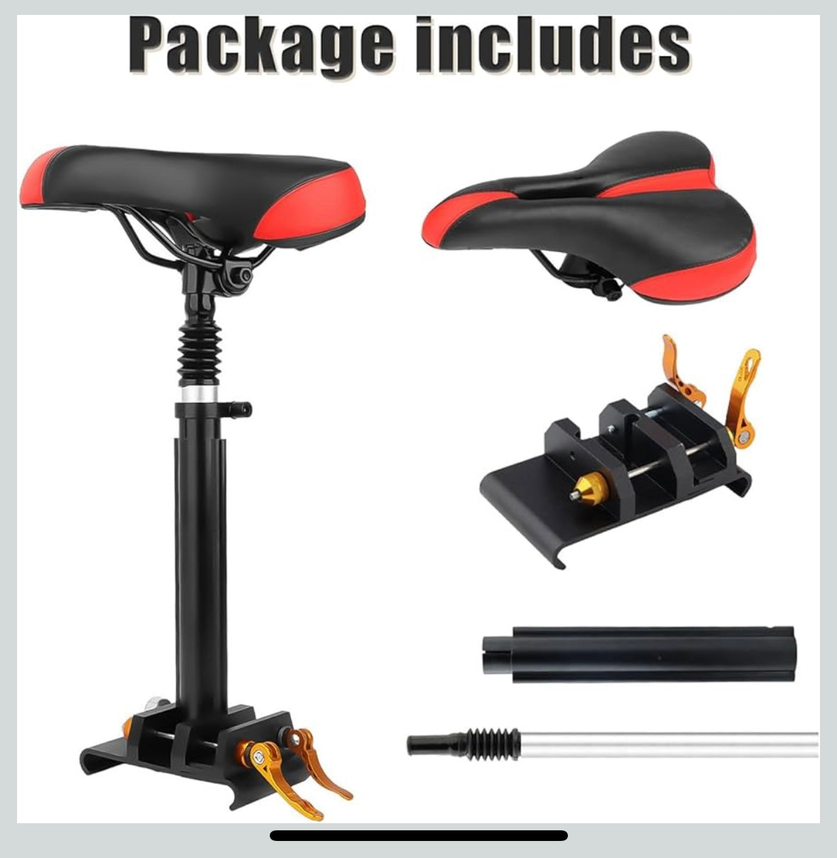 NAWESRVA Adjustable Electric Scooter Seat — Universal Foldable Design (Red/Black)