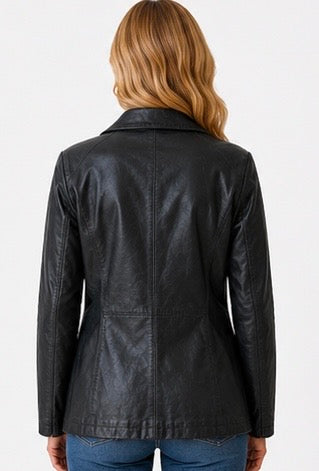 Women’s Classic Black Leather Jacket – Sizes S & XXL