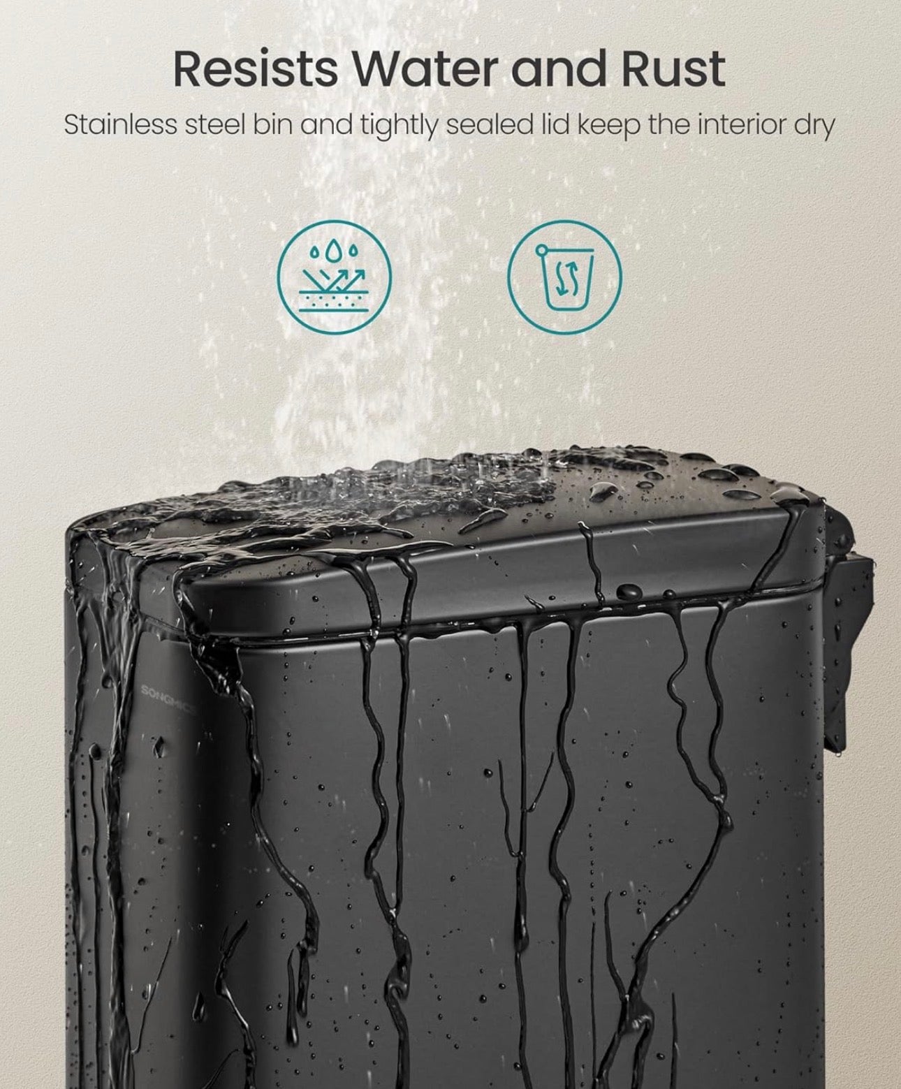 SONGMICS 2.6-Gallon Slim Step Trash Can