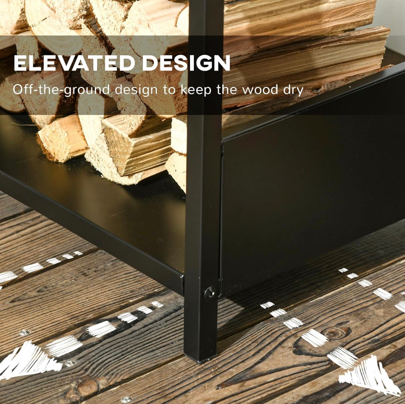 Outsunny Black Steel Firewood Rack