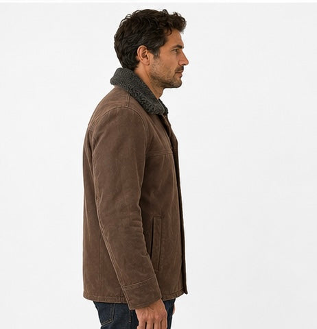 Men’s Sherpa Collar Leather Jacket