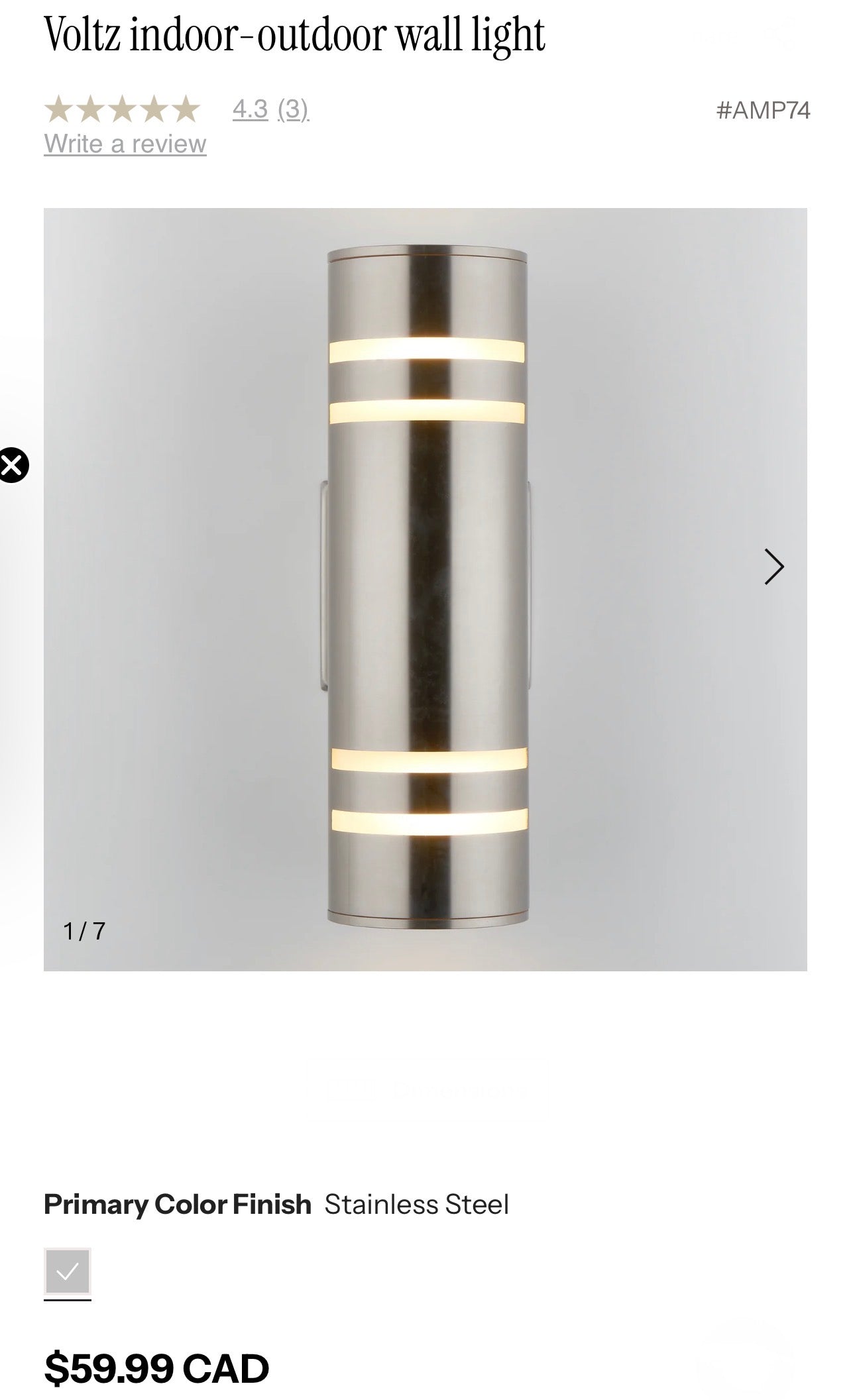 Artika Stainless Steel Outdoor Wall Light