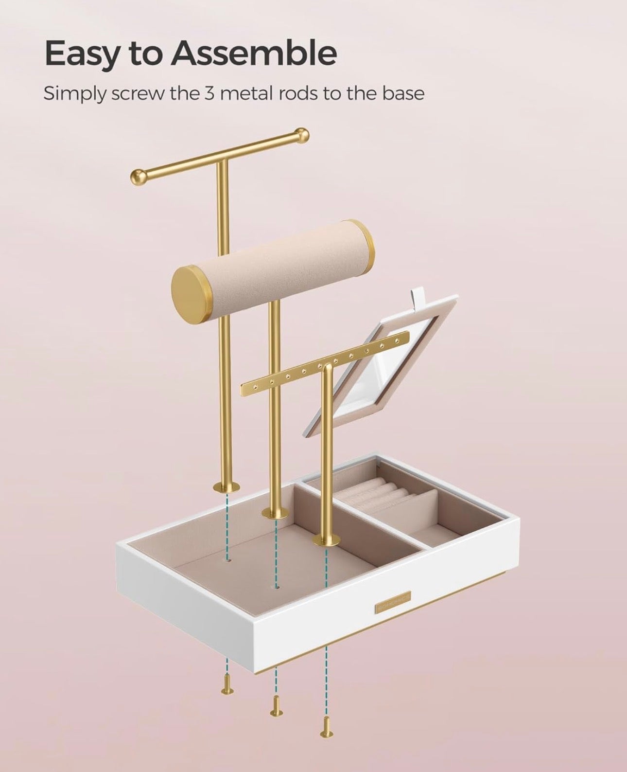 SONGMICS Jewelry Display Stand with Mirror