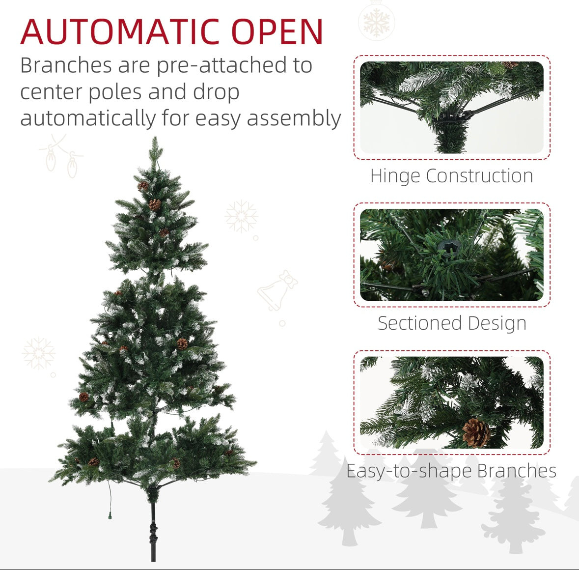 7-ft Pre-Lit LED Artificial Christmas Tree – 11 Lighting Modes | Warm & Color Options | Flame-Retardant Branches | Steel Stand