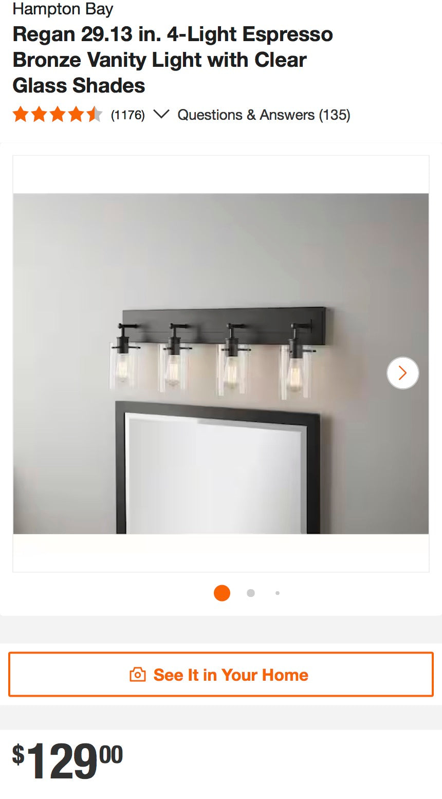 Hampton Bay 4-Light Espresso Bronze Vanity Light