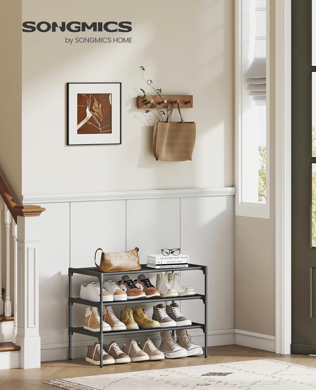 SONGMICS 3-Tier Shoe Rack Organizer