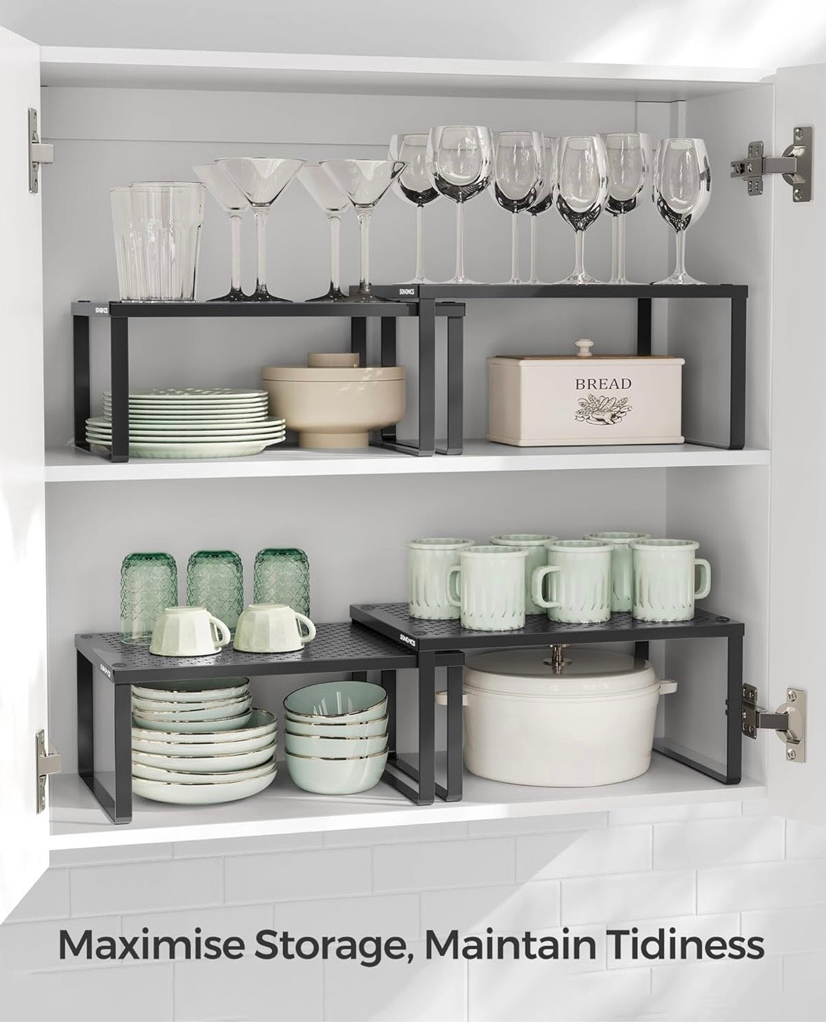 2-Tier Metal Cabinet Shelf Organizers