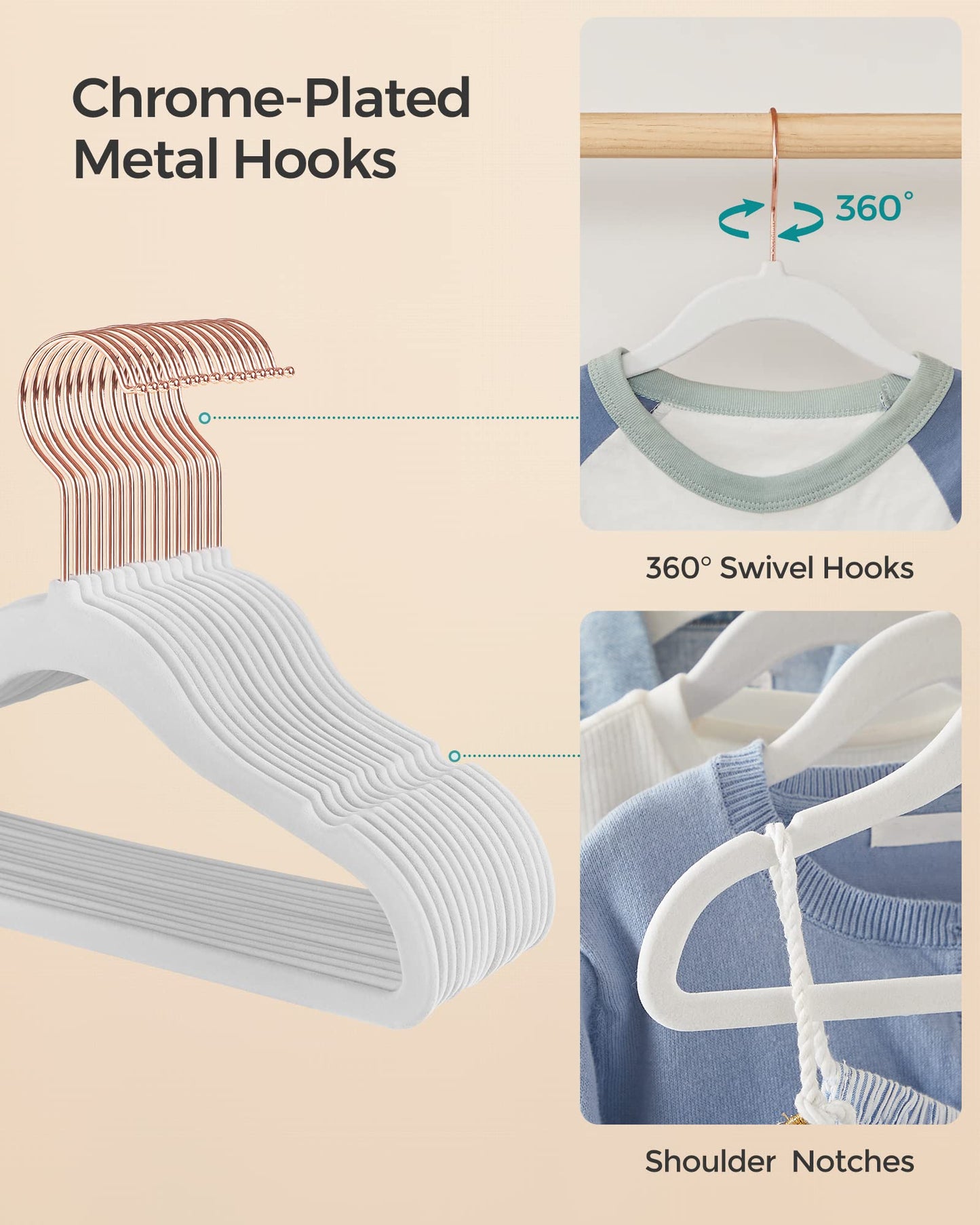 SONGMICS Kids Velvet Clothes Hangers