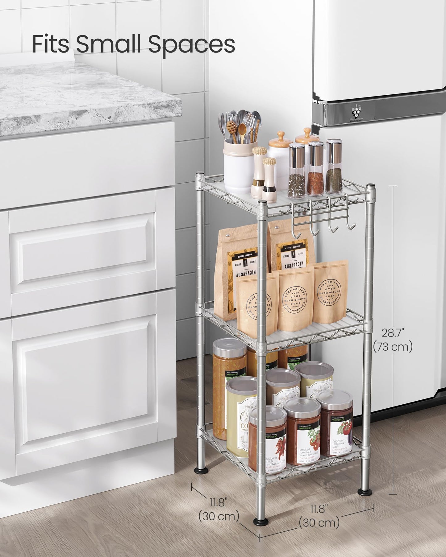 3-Tier Space-Saving Metal Storage Shelf