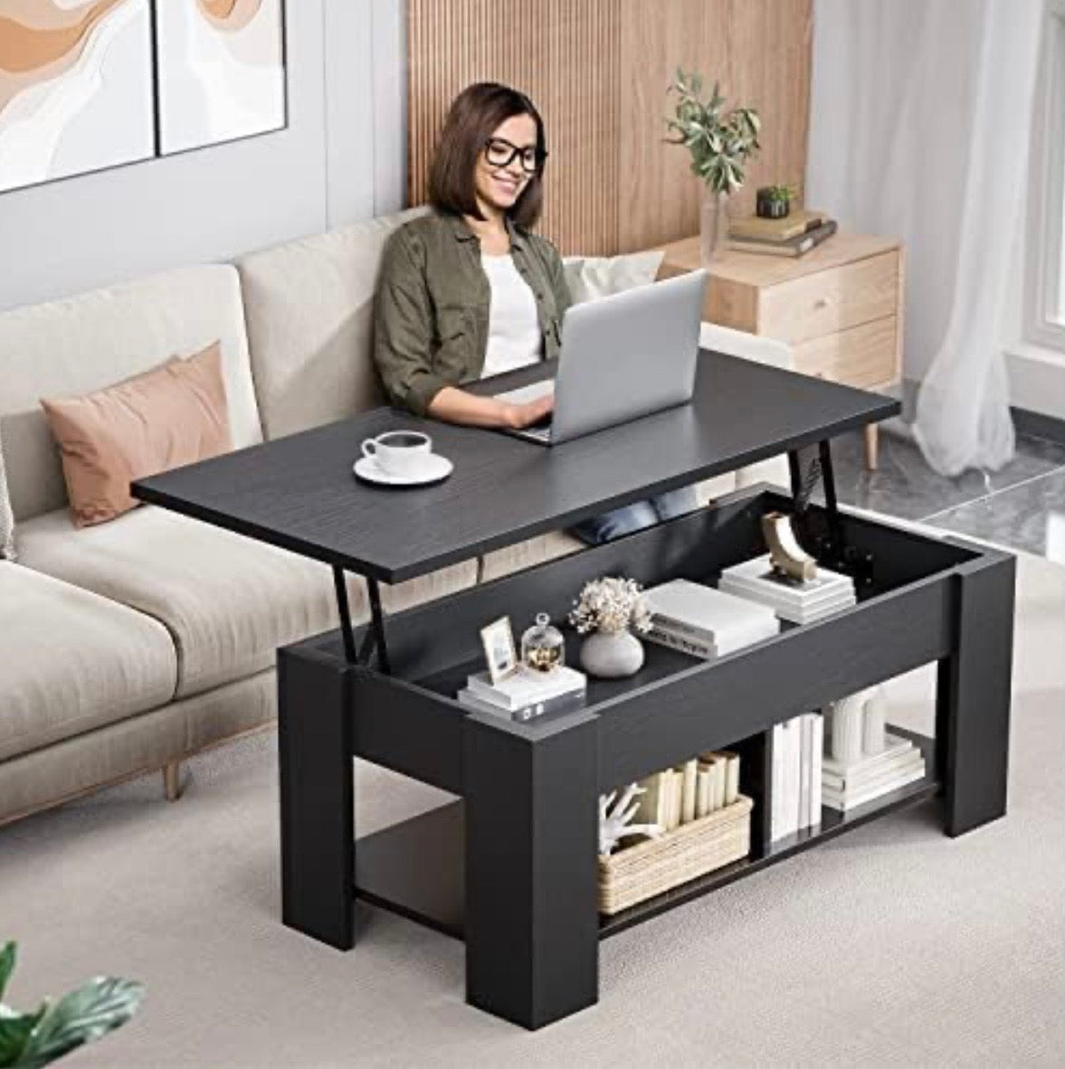 NOBLEWELL Lift-Top Coffee Table with Hidden Storage