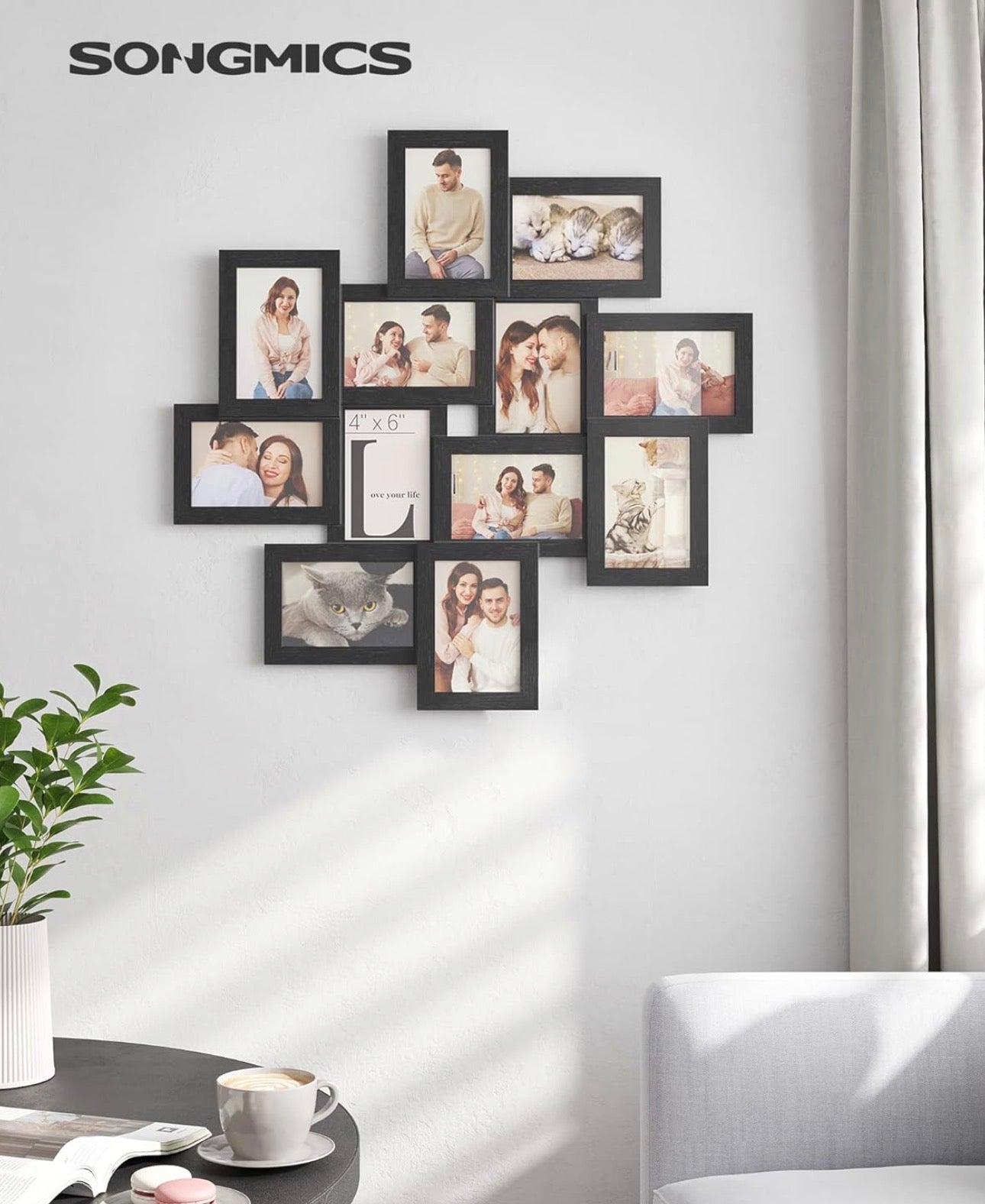 SONGMICS 12-Opening Wall Collage Picture Frame – Ink Black