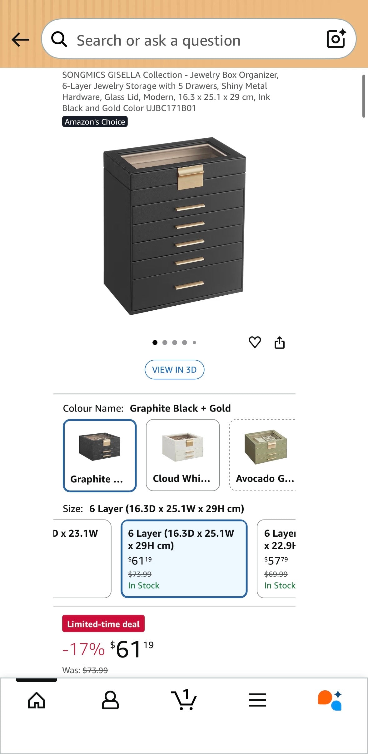 SONGMICS 6-Layer Jewelry Box Organizer