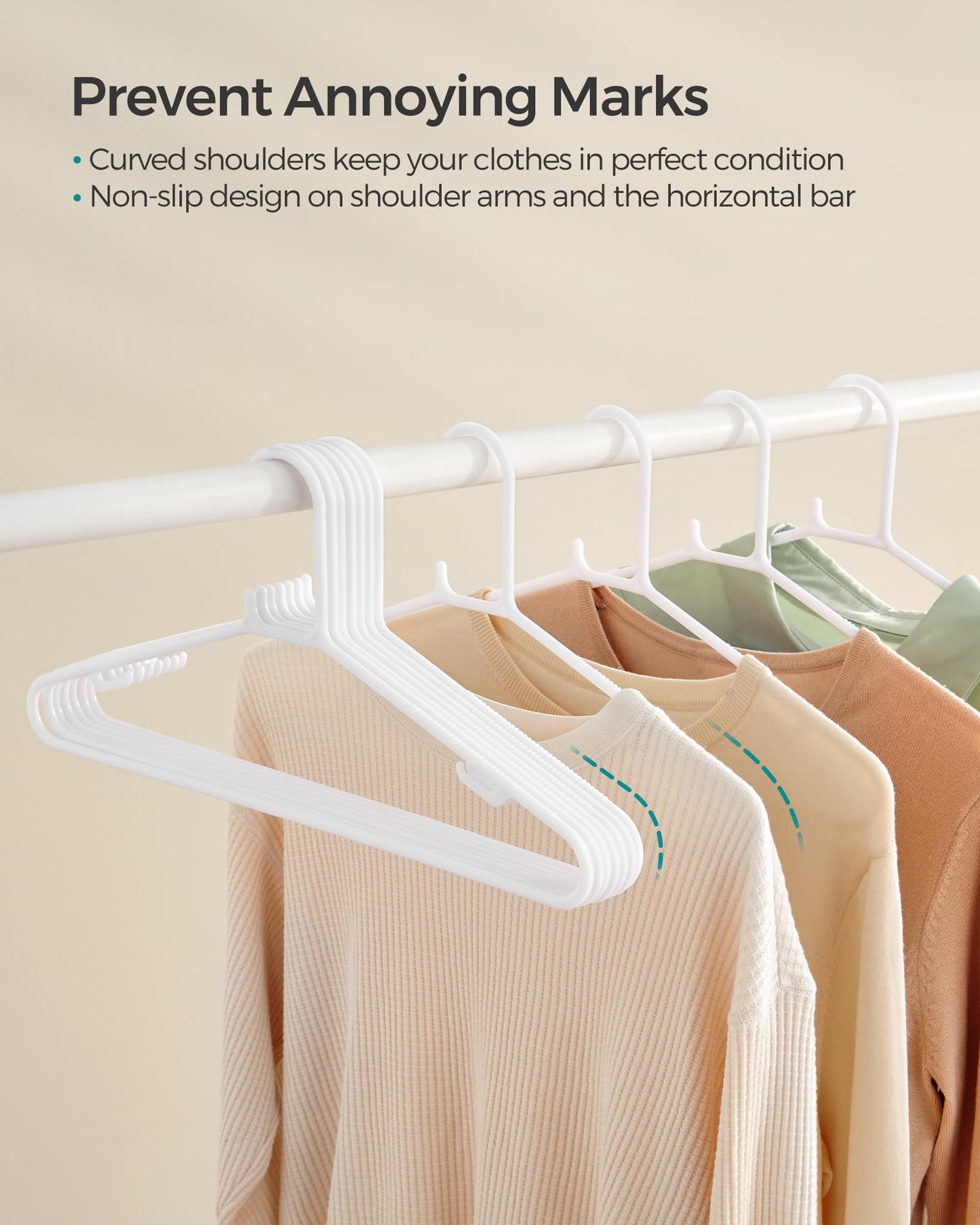 SONGMICS Slim Plastic Clothes Hangers – White (30-Pack)
