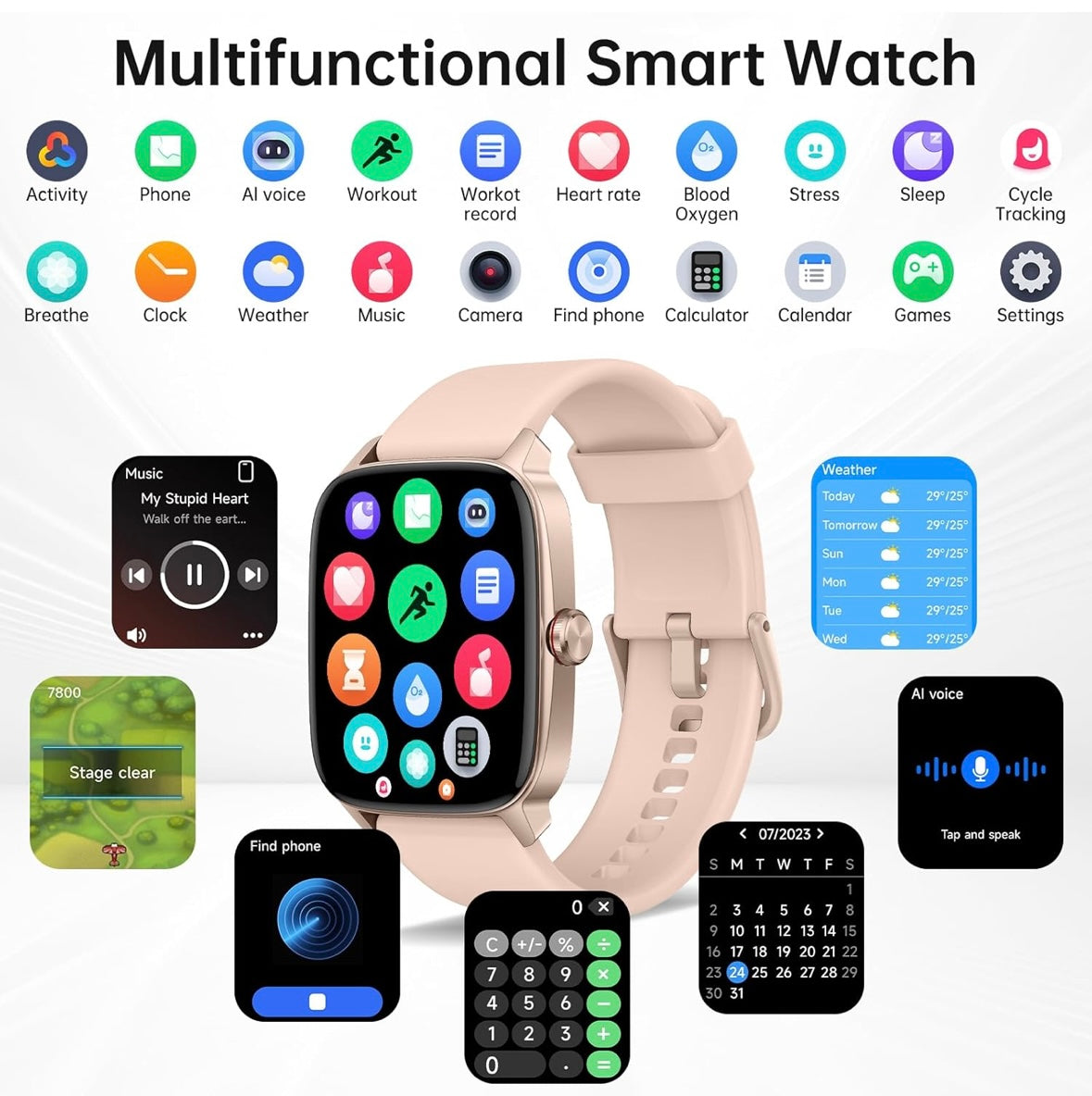 KIBFLE Bluetooth 5.3 Smart Watch with AI Voice & Fitness Tracking – Now Only $25