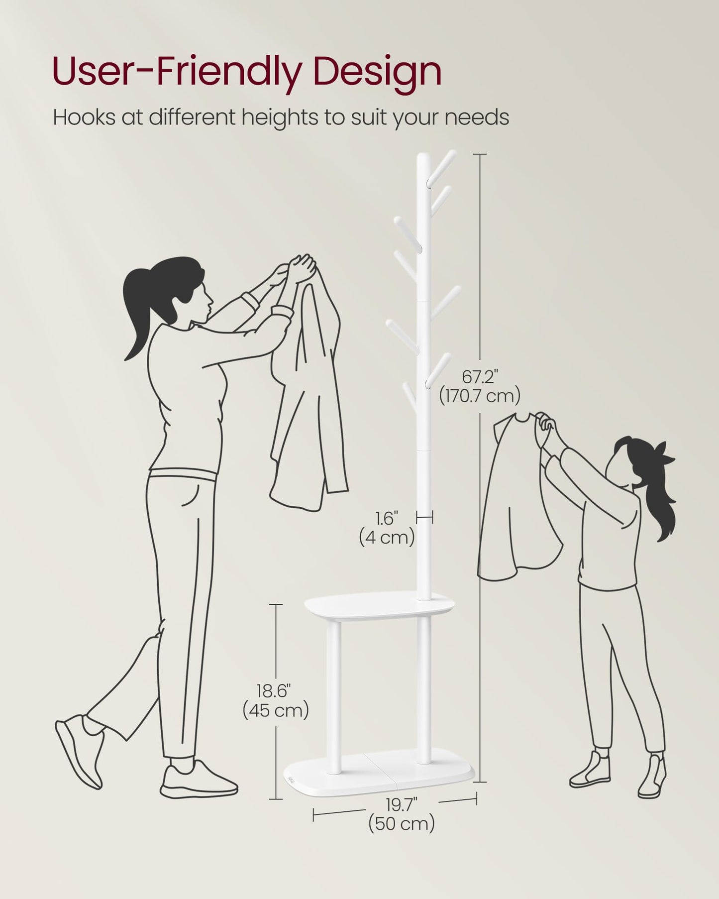 VASAGLE Freestanding Coat Rack with Shelf