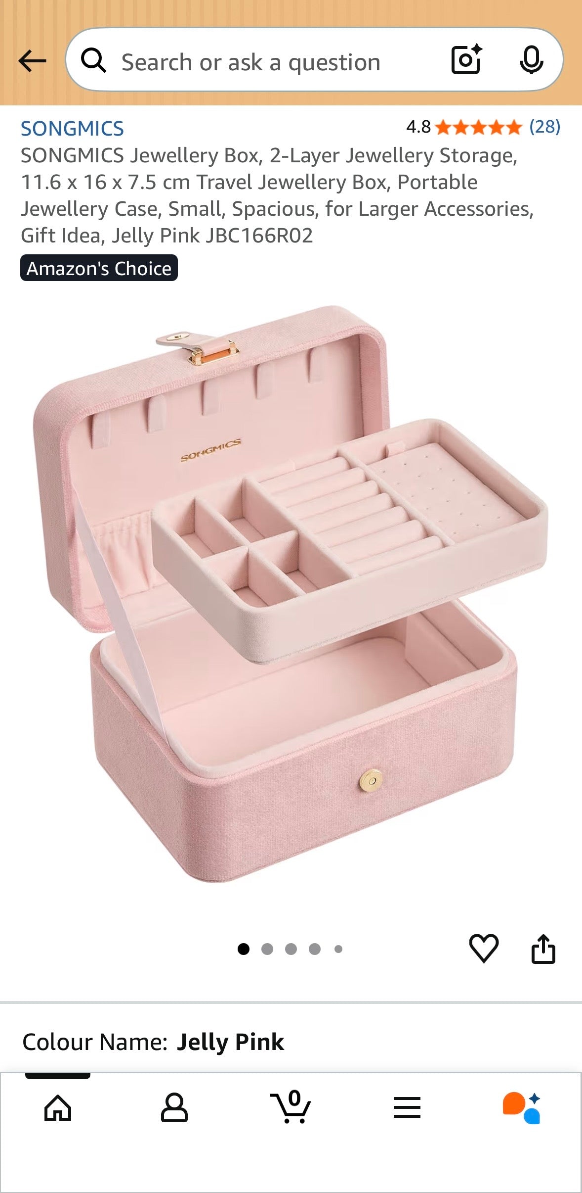 SONGMICS Travel Jewelry Organizer