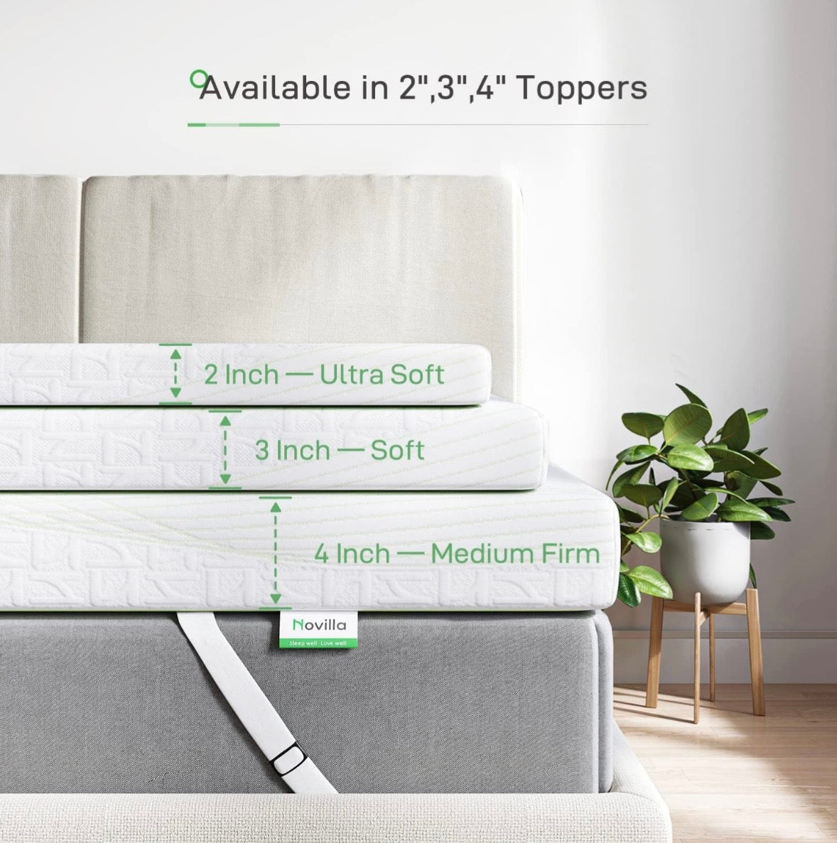 Novilla Cooling Memory Foam Mattress Topper – Full Size