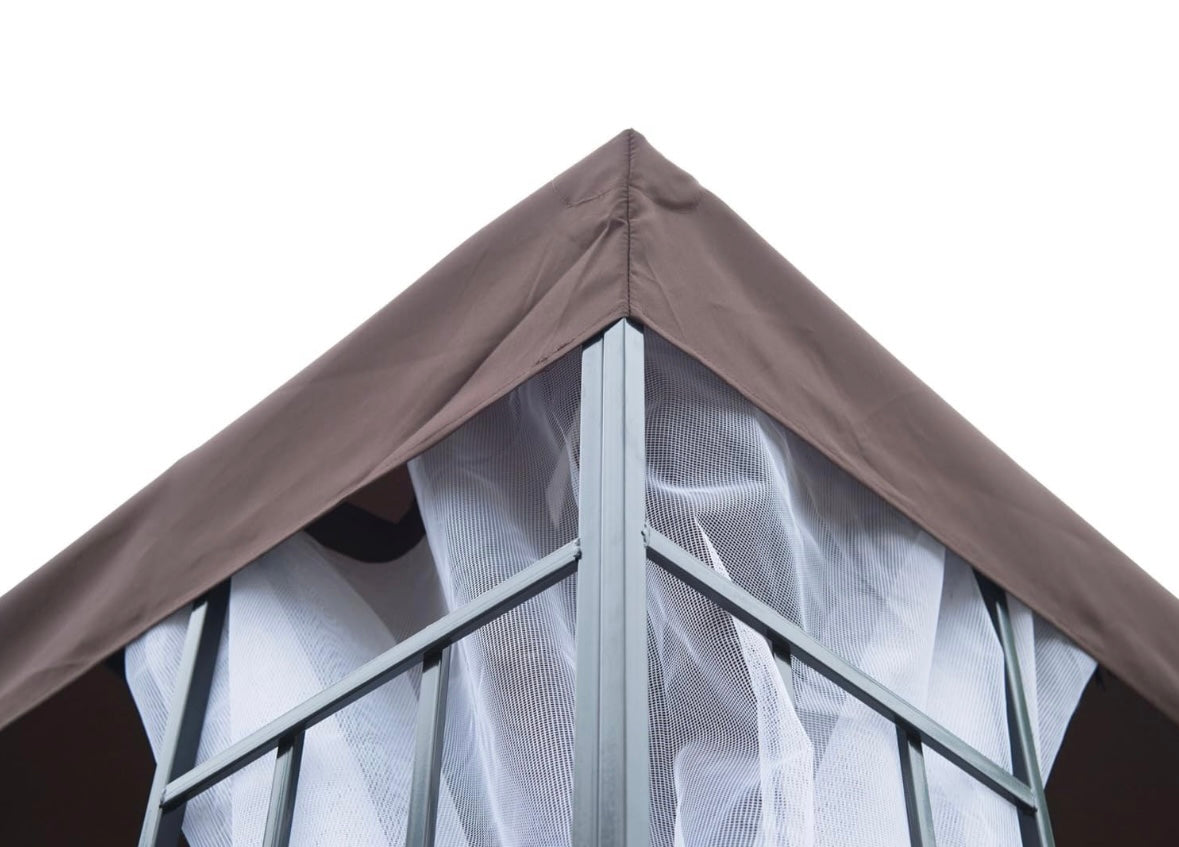 Outsunny 10’ x 10’ Double Roof Patio Gazebo – Aluminum Frame | Mesh Curtains | Water-Resistant Canopy