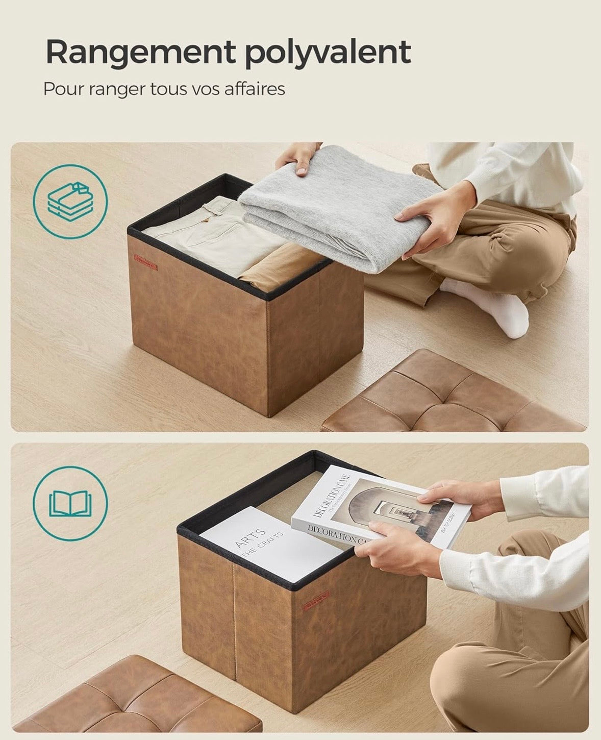 SONGMICS Folding Storage Ottoman