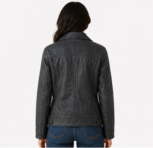 Women’s Embossed Leather Jacket