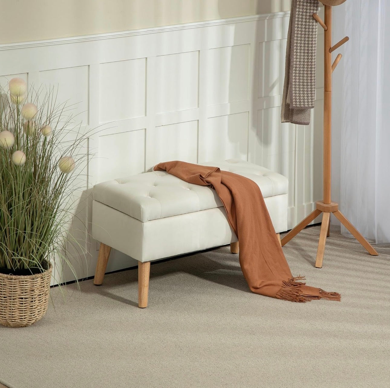 HOMCOM Tufted Storage Ottoman Bench