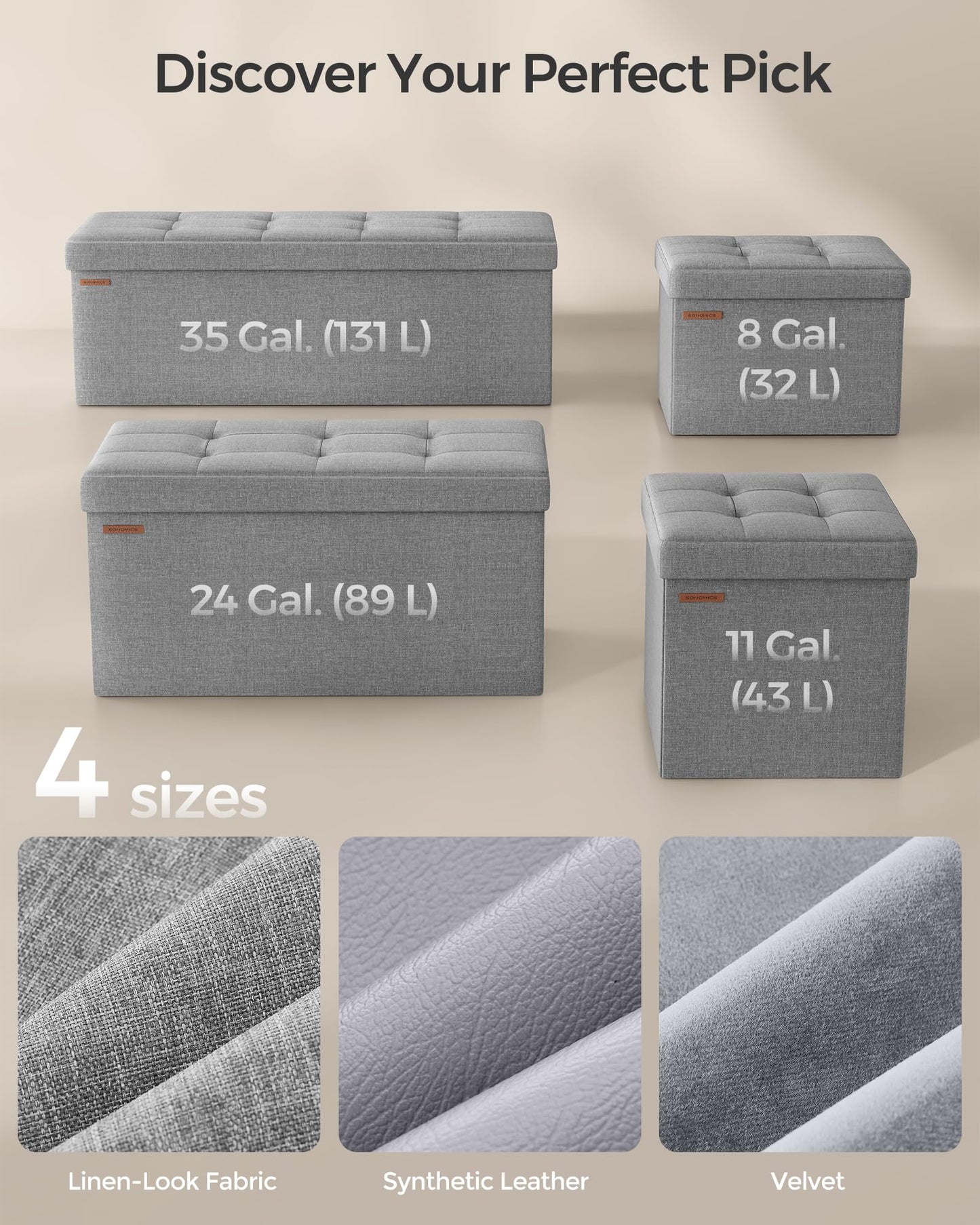 SONGMICS MAZIE Folding Storage Ottoman