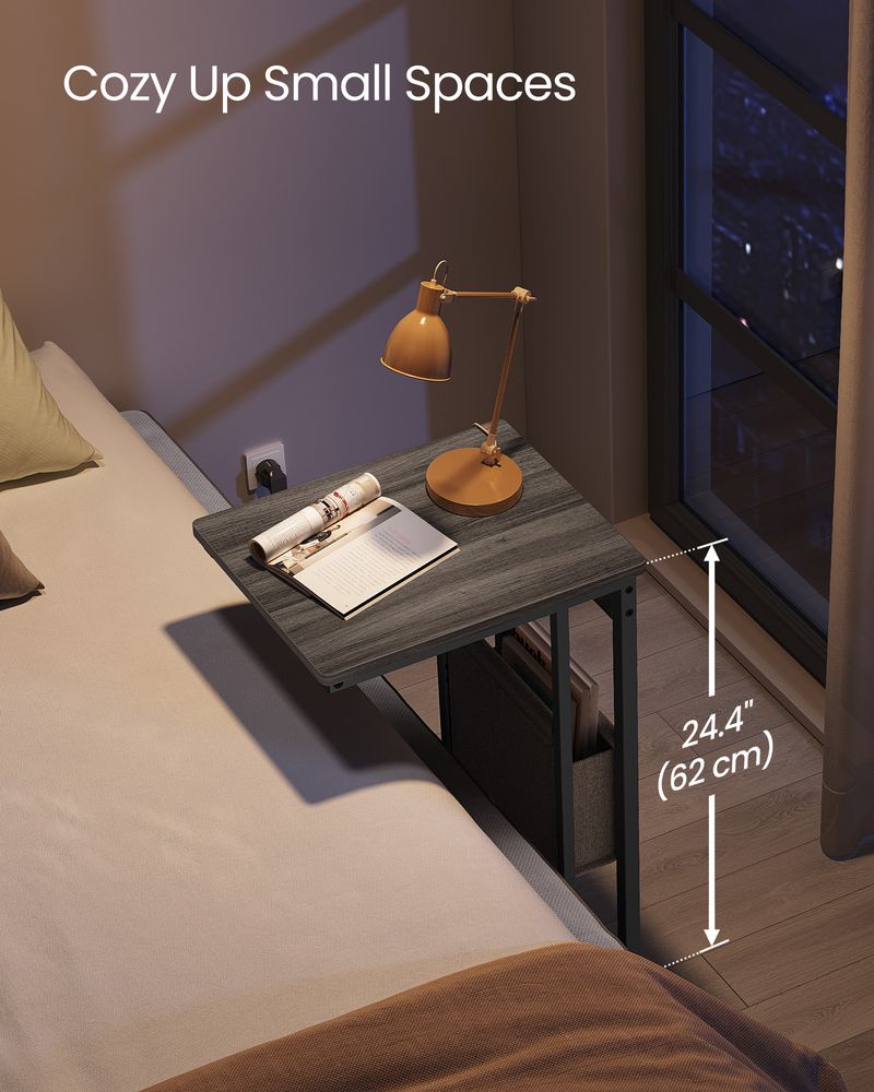 C-Shaped Side Table with Charging Station
