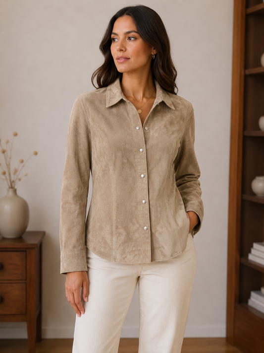Women’s Genuine Suede Leather Shirt Jacket