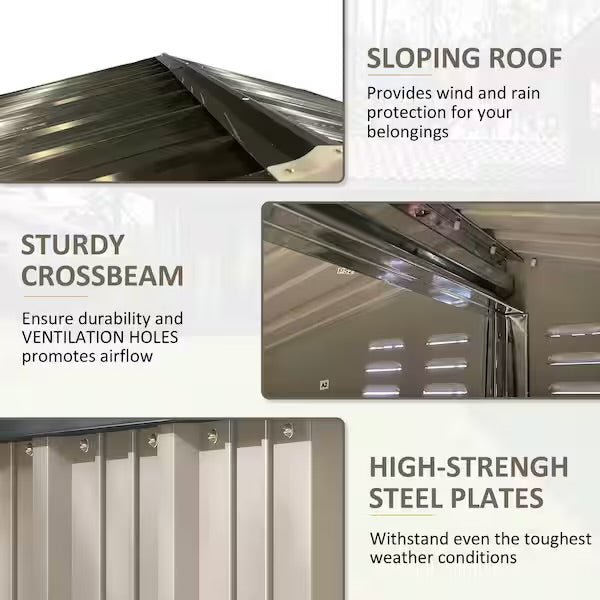 Tozey 8×6 ft Outdoor Metal Storage Shed