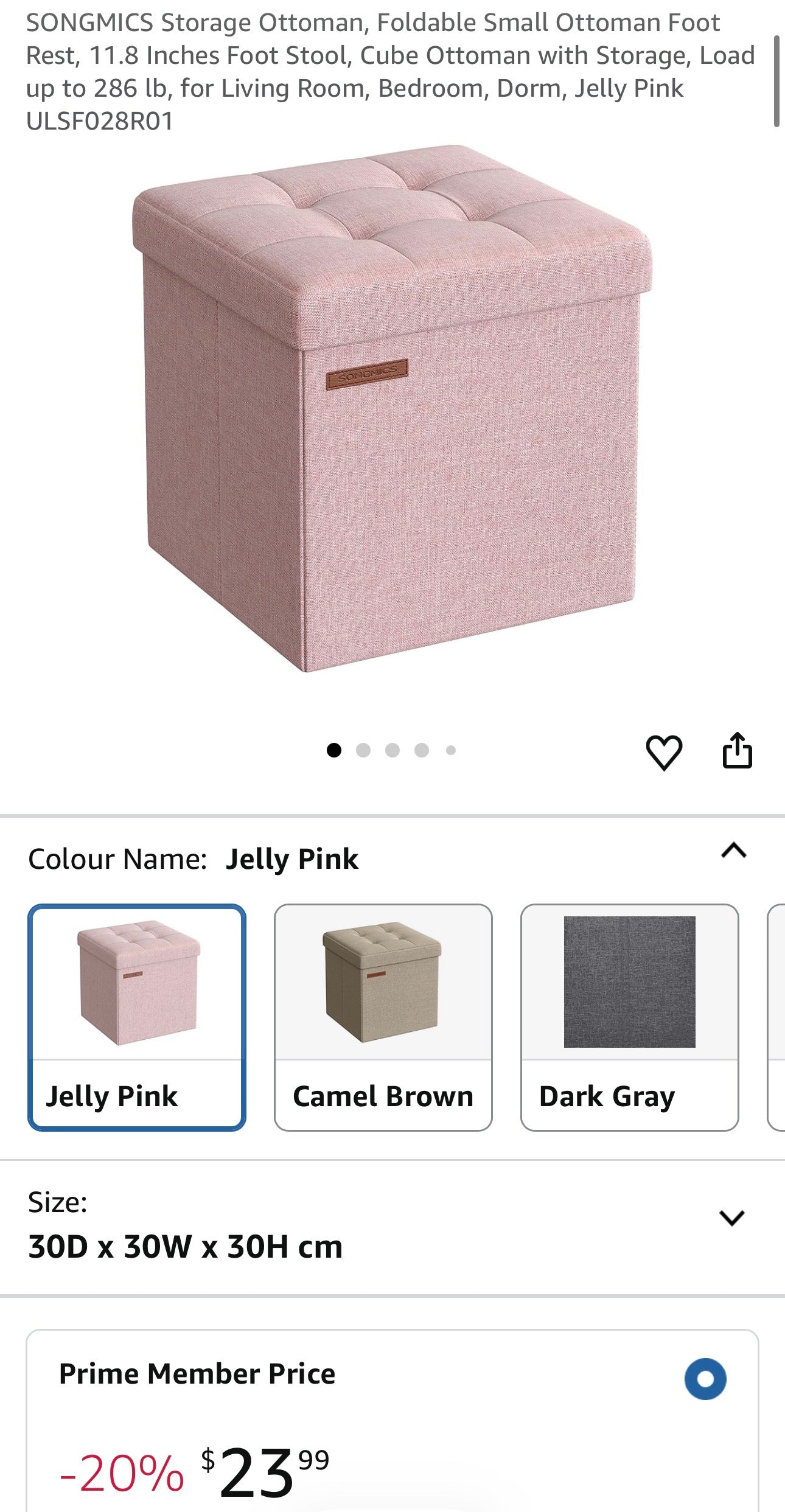 SONGMICS Foldable Storage Ottoman Cube