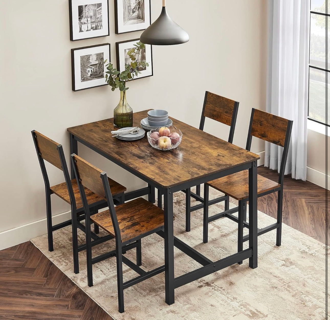VASAGLE Rustic Industrial Dining Chair Set
