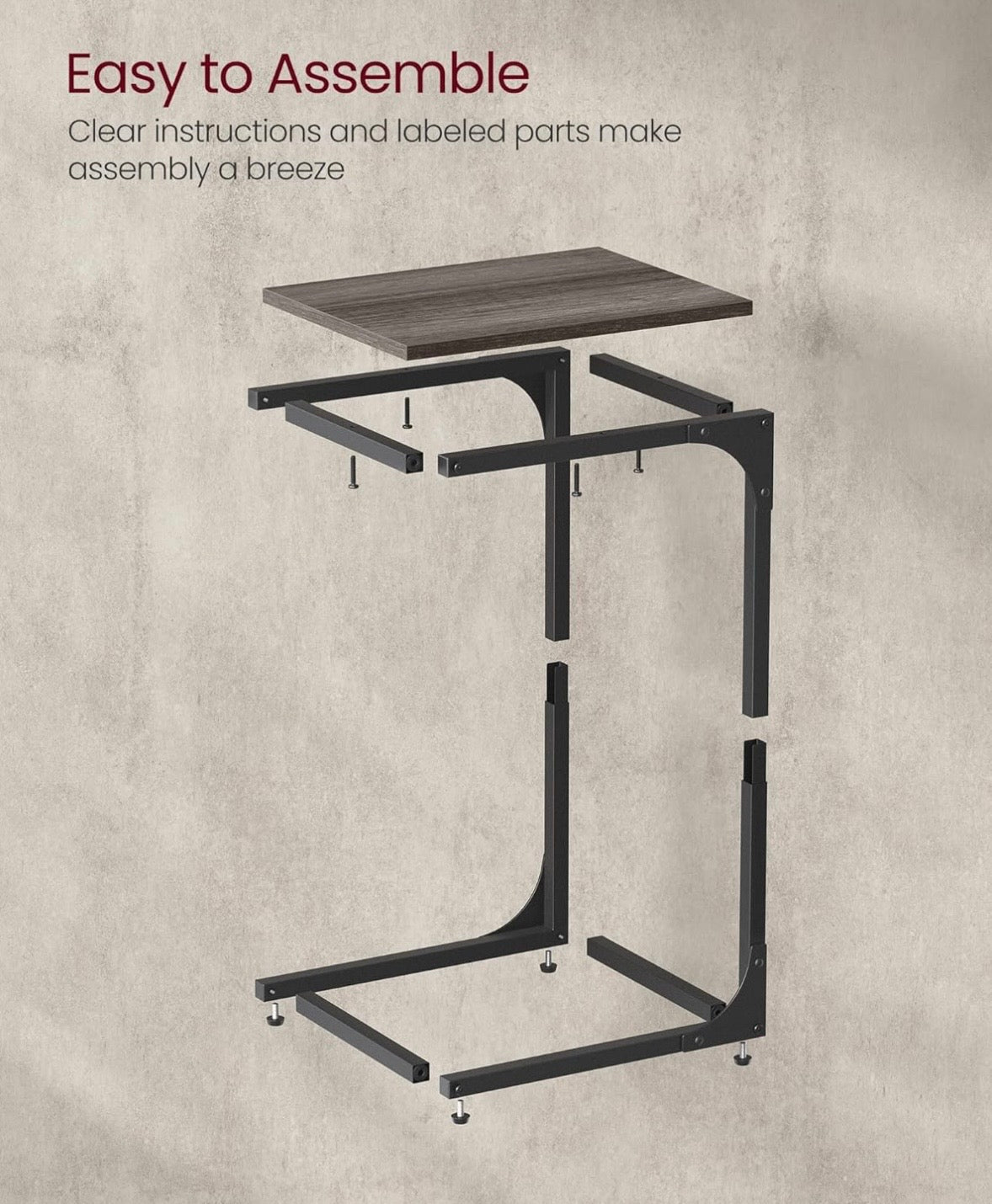 VASAGLE C-Shaped Side Table